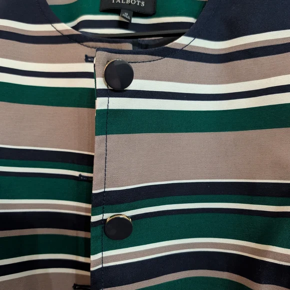 Talbots Green, Tan & Black Striped Blazer - Picture 4 of 6
